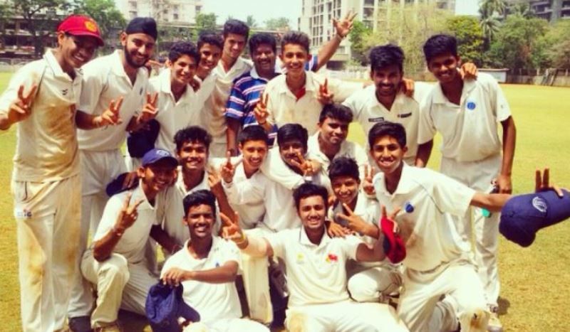 Jay Dudhane with his school cricket team