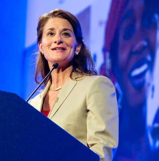 Melinda Gates talking about women empowerment during an event