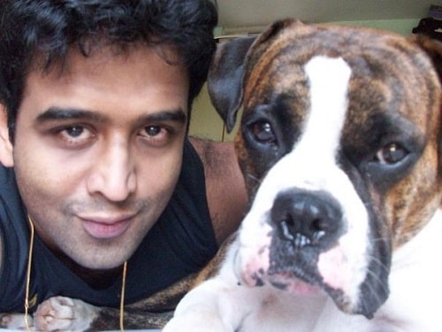 Nithin Kamath with his pet dog