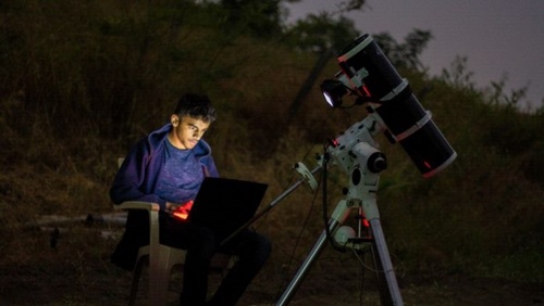 Prathamesh Jaju trying to capture the night sky with his equipments
