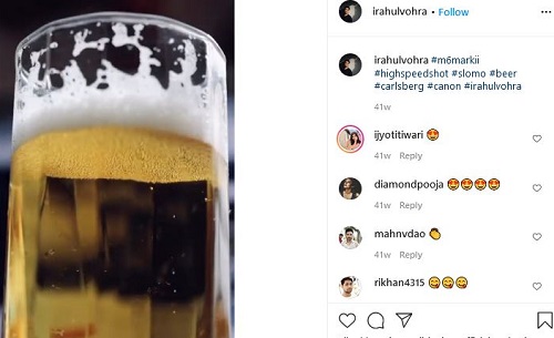 Rahul Vohra's Instagram post about beer