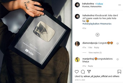Rahul Vohra's YouTube silver play button