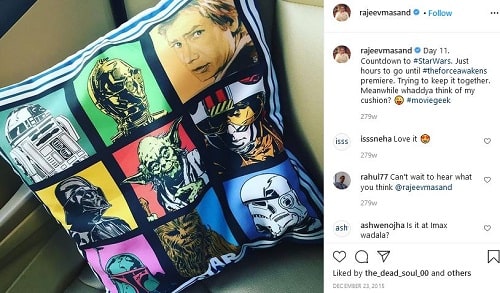 Rajeev Masand's Star Wars cushion
