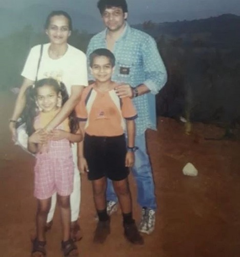 Sameer Rajda with his wife and children