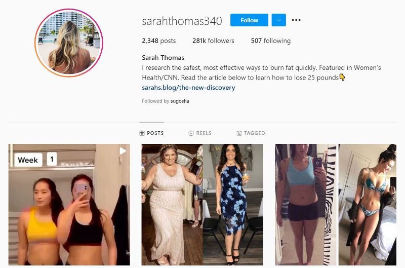 Sarah Thomas's Instagram account