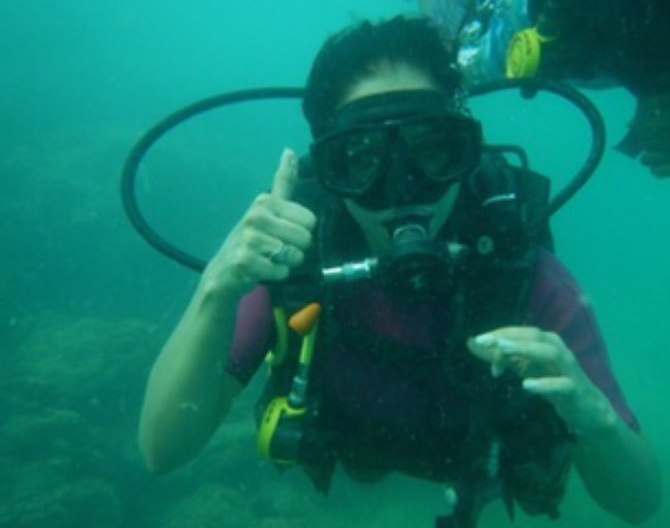 Shipra while doing Scooba diving