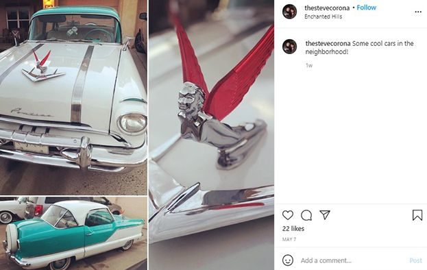 Steve Corona talking about his car in his Instagram post