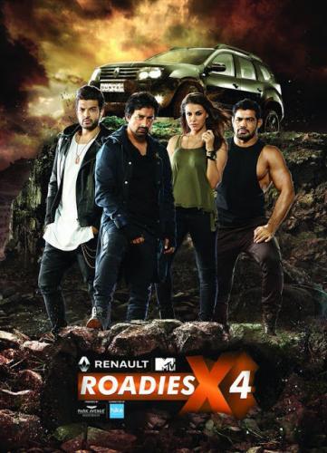 Sushil Kumar on the cover poster of Roadies Season 14 with Ranvijay Singha, Neha Dhupia, and Karan Kundra