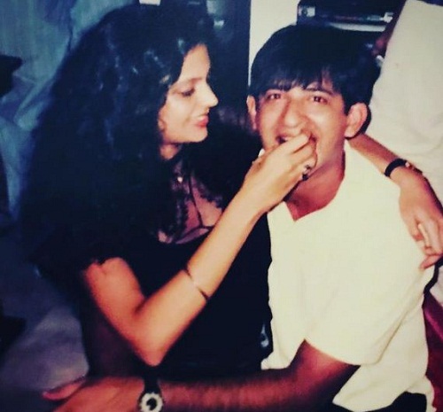 An old picture of Raj Kaushal and Mandira Bedi