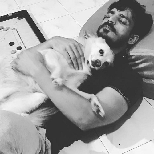 Anshuman Pushkar and his pet dog