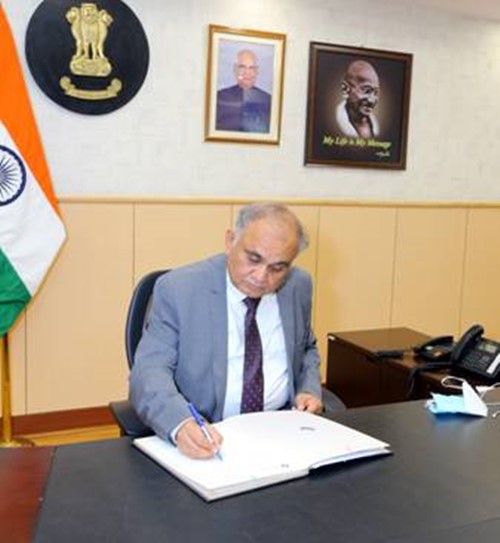 Anup Chandra Pandey taking charge as the Election Commissioner of India