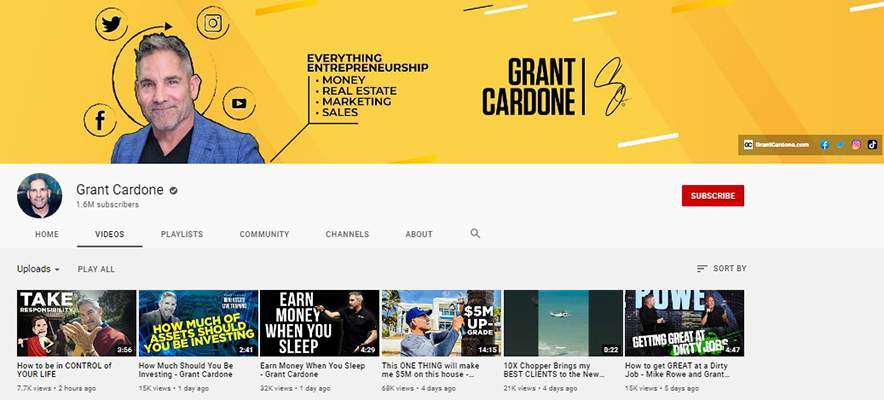 Grant Cardone - YouTube Channel