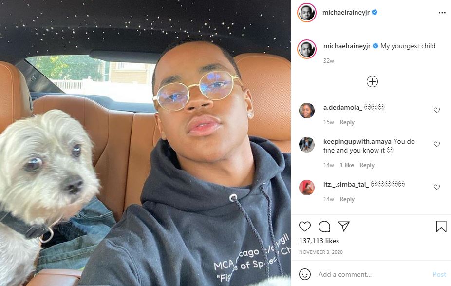Instagram post of Michael Rainey Jr. with his dog