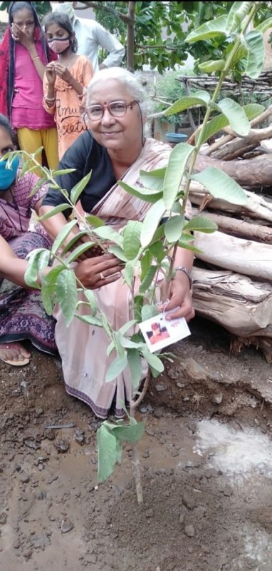 Medha while planting a tree on World environment day in 2021