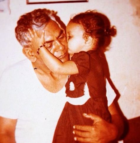 Nisha Rawal in childhood with her gransfather