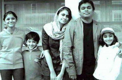 Saira Banu with her husband and children