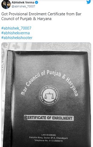 Abhishek Verma's provisional enrollment certificate