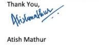 Atish Mathur's signature