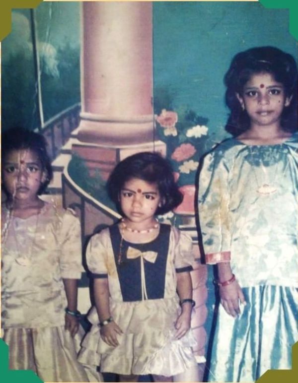 Childhood picture of C A Bhavani Devi (centre) with her two elder sisters