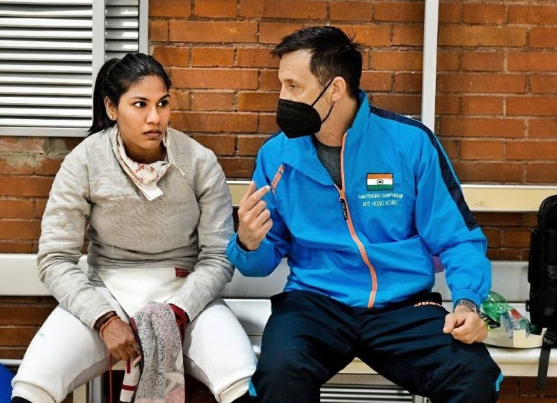 C A Bhavani Devi with her coach Nicola Zanotti