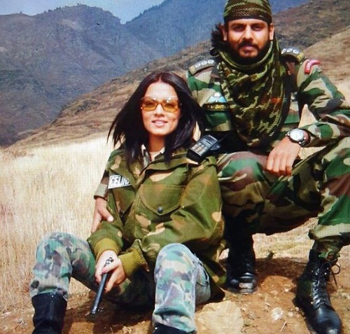 Celina Jaitly with her brother