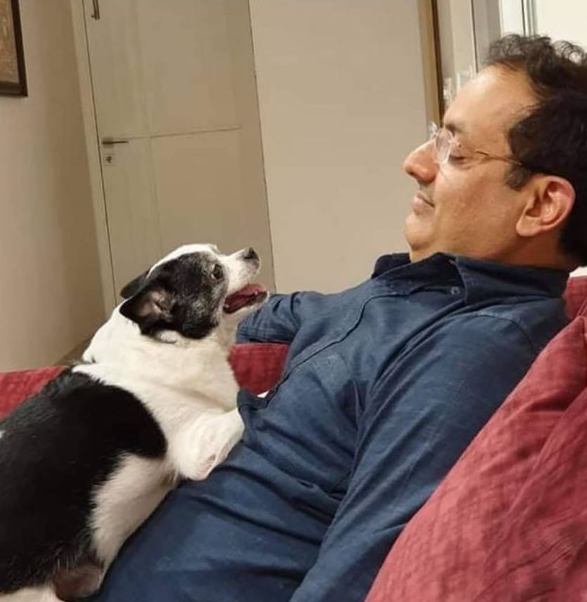 Dr Vikas Divyakirti with his pet dog
