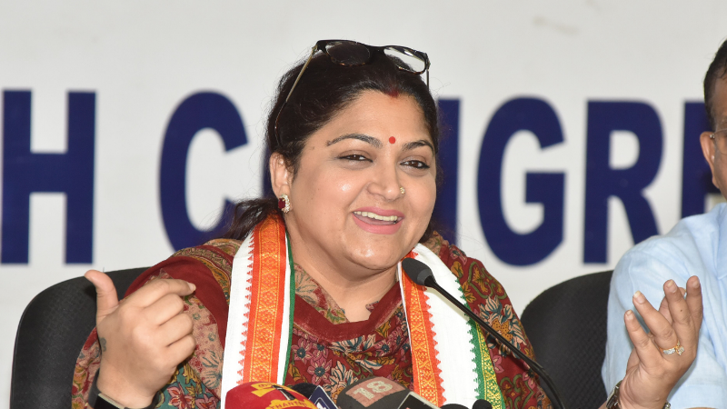 Khushbu Sundar while adressing the party members as a spokesperson of Indian National Congress