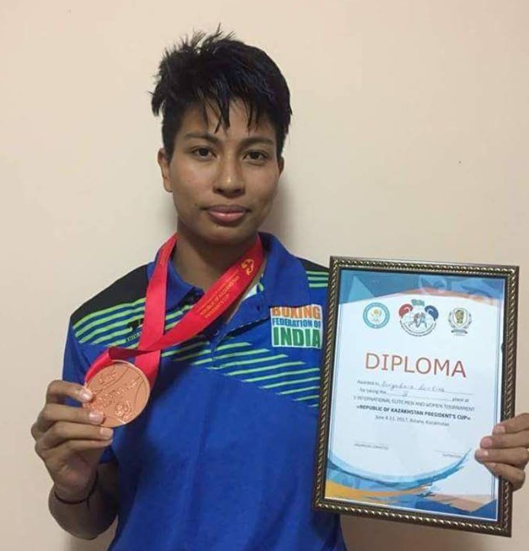Lovlina Borgohain with a Bronze medal