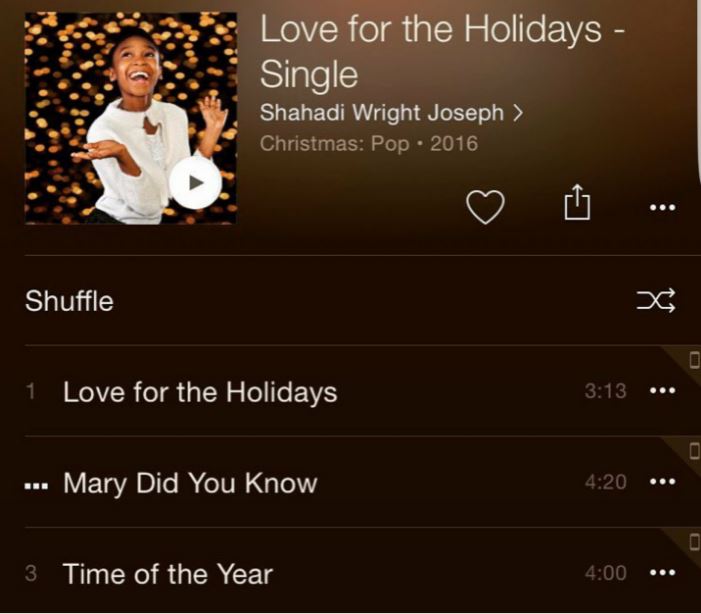 Shahadi Wright Joseph's debut album Love for the Holidays (2016)
