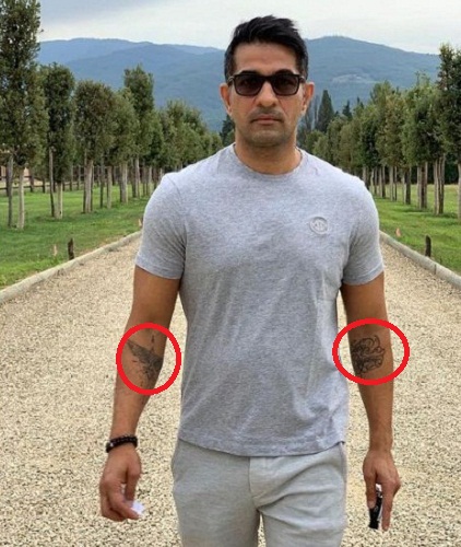 Shakeel Ladak's tattoos on his forearms