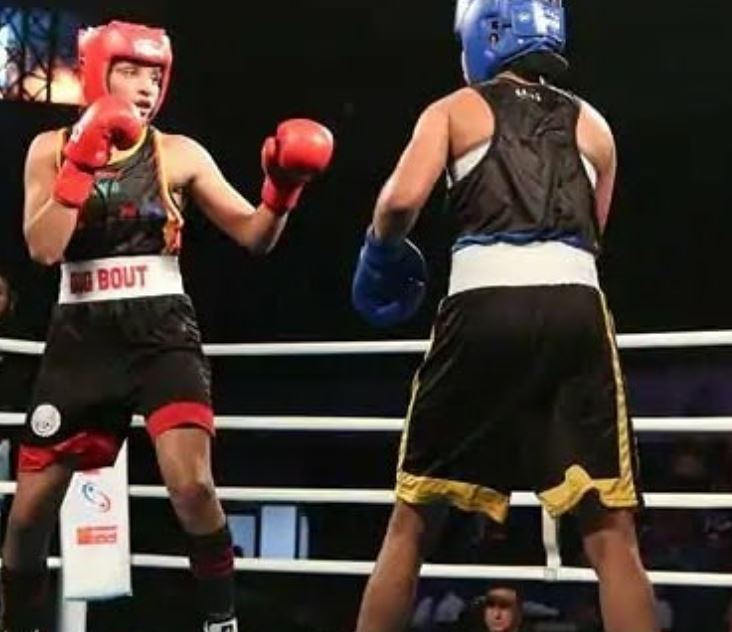 Simranjit Kaur during a boxing event