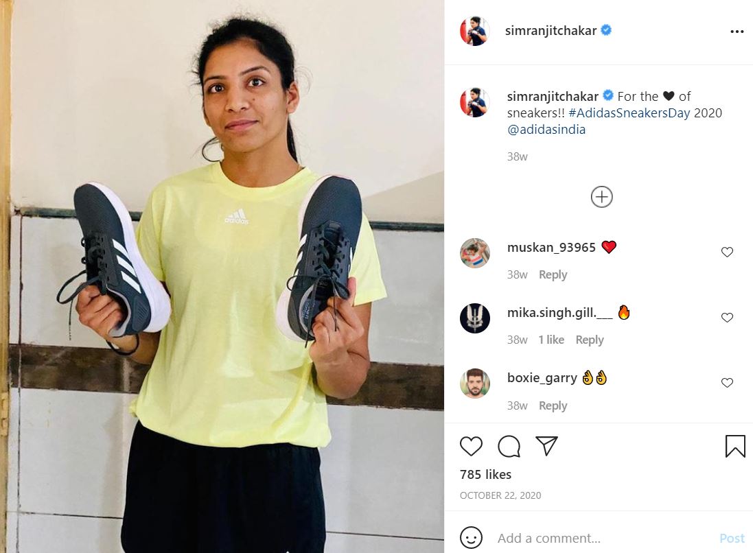 Simranjit Kaur endorsing Adidas