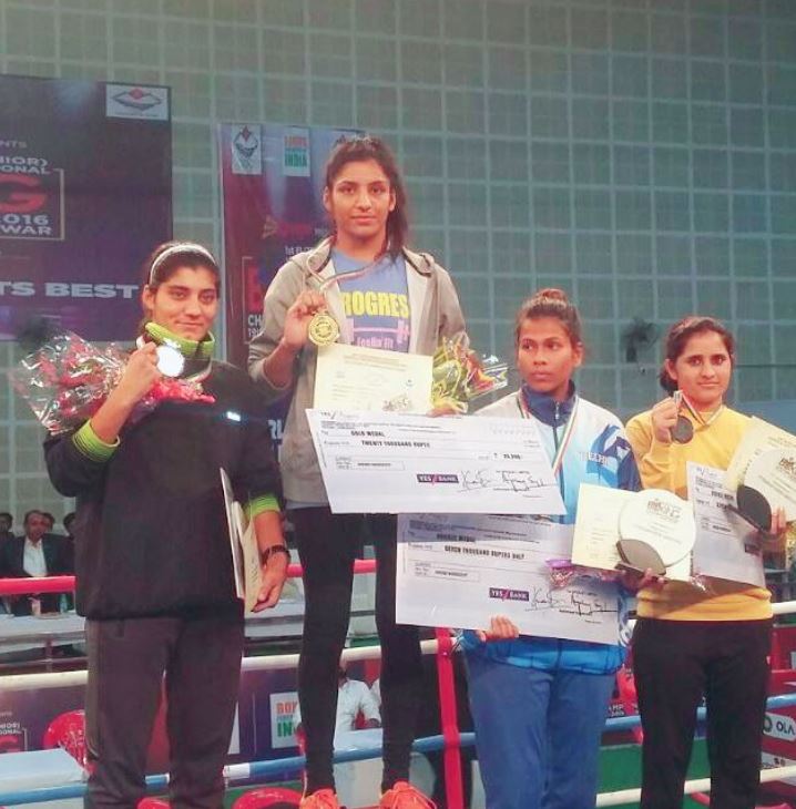Simranjit Kaur with a gold medal