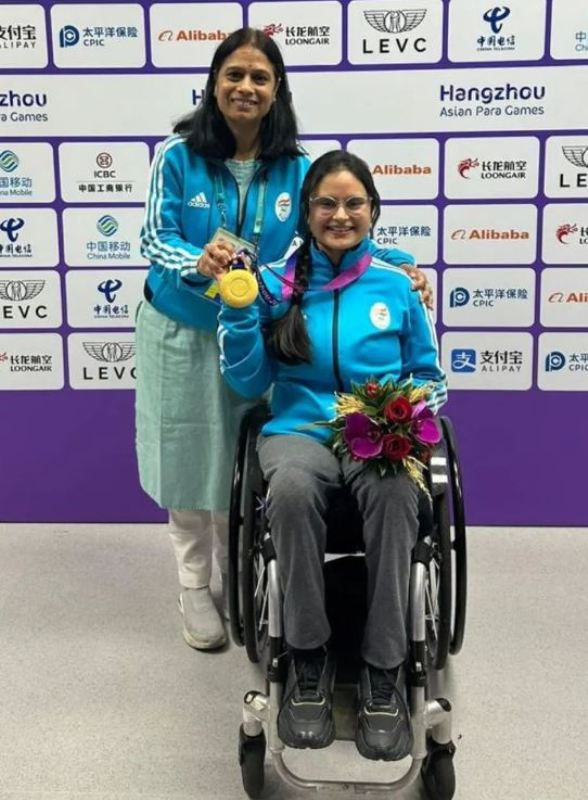 23 October 2023: Avani Lekhara after winning gold at the Asian Para Games