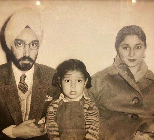 A childhood picture of Hardeep Singh Puri with his parents