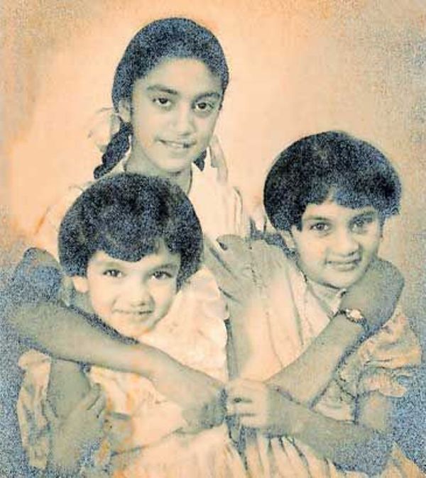 An old picture of Brinda with her sisters Radhika and Juni