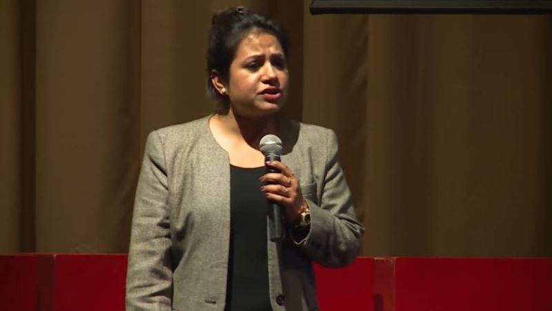 Deepika while speaking on a public platform