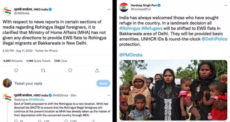 Hardeep Singh Puri's tweet about giving flats to Rohingya migrants in Delhi