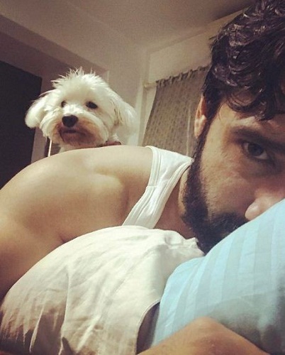Karan Nath and his pet dog