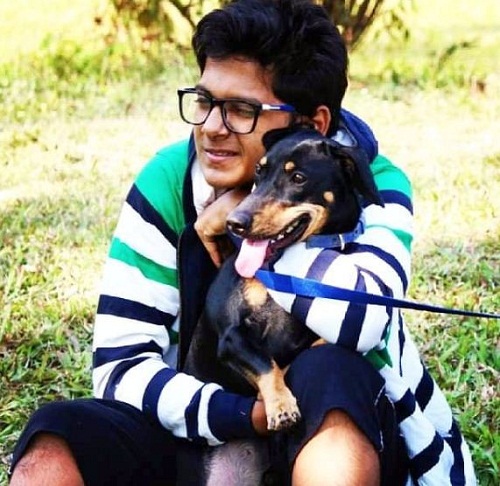 Naman Mathur with his pet dog