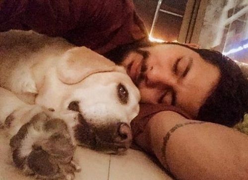 Nishant Bhat with his pet dog