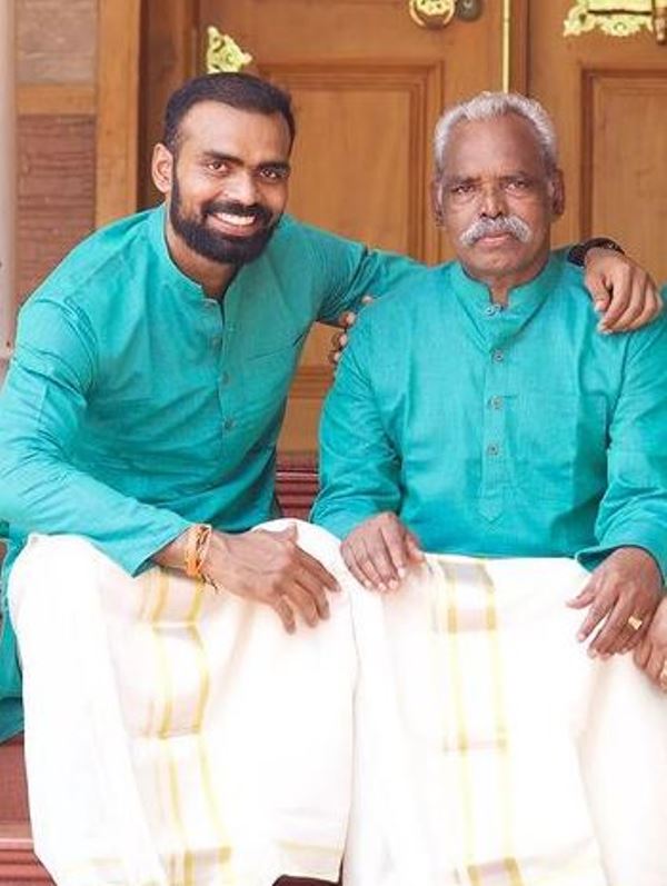 P. R. Sreejesh with his father