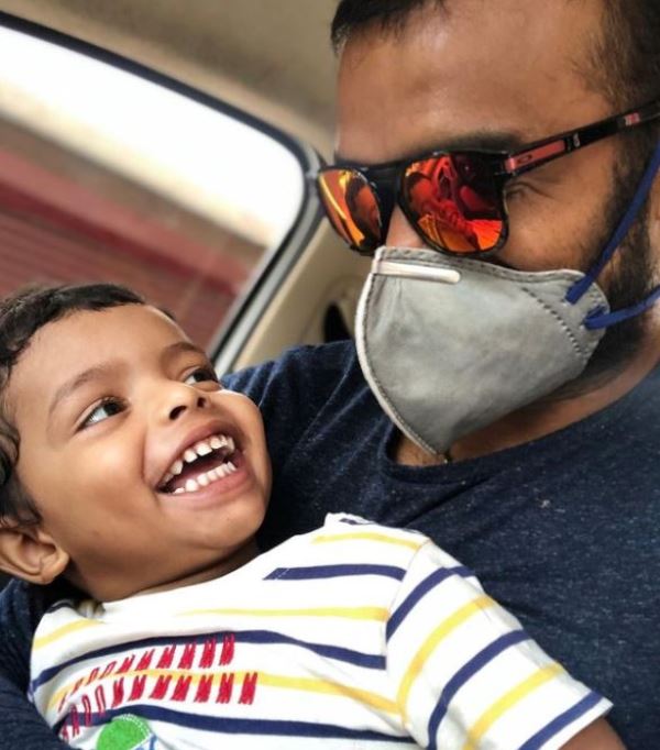 P. R. Sreejesh with his son
