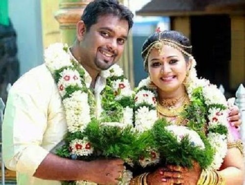 Saranya Sasi and Binu Xavier on their wedding day