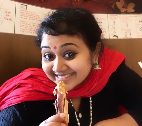 Saranya Sasi in a restaurant