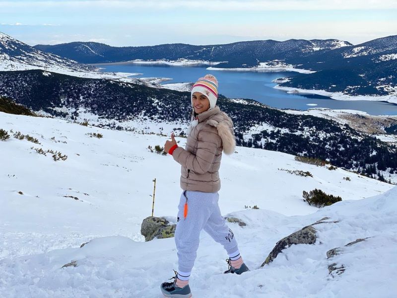 Vinesh Phogat posing for a picture while on a foreign tour