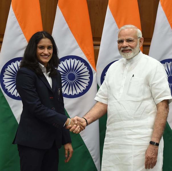 Vinesh Phogat while meeting Indian Prime Minister Narendra Modi in 2019
