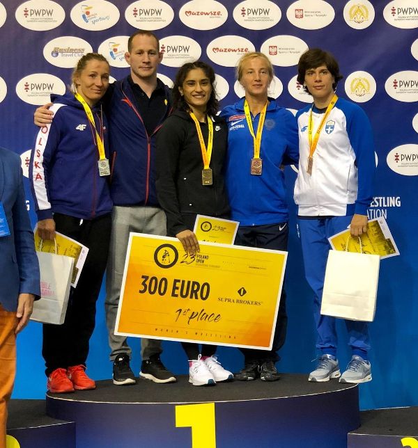Vinesh Phogat while posing after winning the game in Poland in 2019