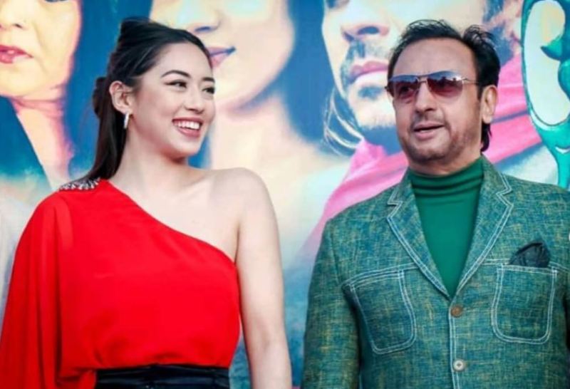 Anna Sharma with Gulshan Grover while promoting their film The Man From Kathmandu