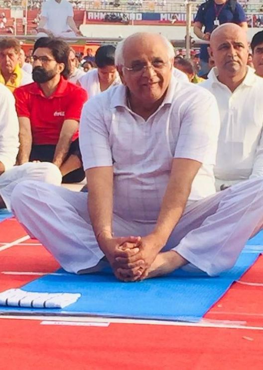Bhupendra Patel while doing yoga
